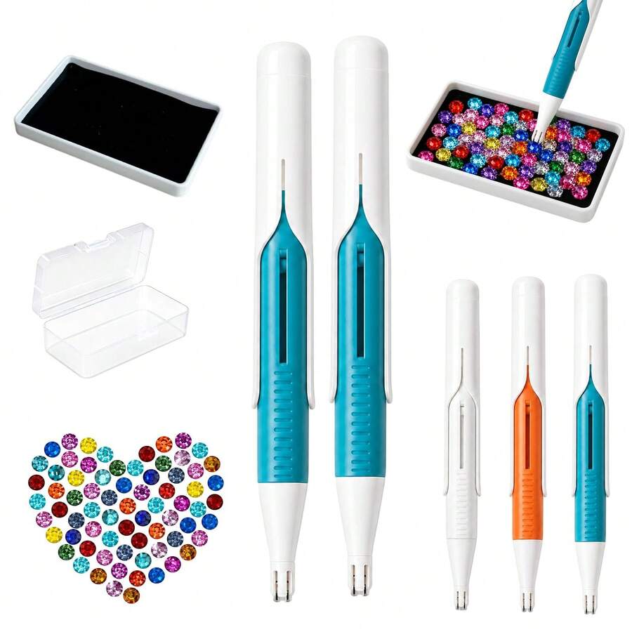 1/2/3 Sets Boîte de Stylo de Peinture de Diamant Automatique, Distribution Automatique de Perles, Rangement Facile, 3 Couleurs Disponibles, Convient aux Débutants, Artisanat DIY pour Adultes, Outils de Peinture de Diamant 5D, Passionnés de Peinture de Diamant, Cadeaux de Noël, Cadeaux d'Halloween