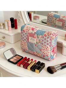 Floral Print Women's Fashion Makeup Bag, Large Capacity Travel Storage Cosmetic Toiletry Bag, Portable Handbag - Multicolor - View 9