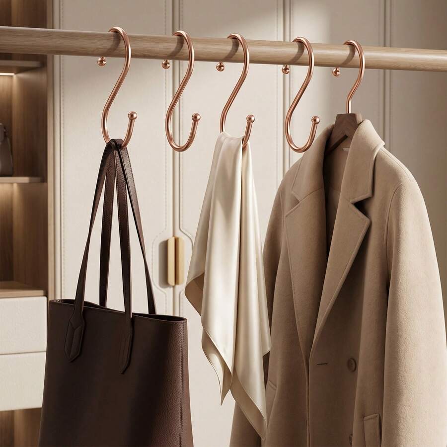 Double Hook Design, Multi-Scenario Hanging Storage, Suitable For Kitchen Utensils, Closet Clothes, Garage Tools, RV Storage, Rounded Edges Won't Damage Items, Layered Storage Saves Space