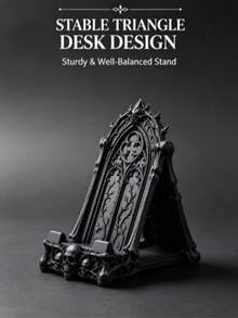 1pc Halloween Gothic Skull Phone Stand, Dark Gothic Style Desktop Phone Holder With Storage Box Function; Black Decorative Desktop Phone Stand, Halloween Home Decor Ornament. Suitable For Desk, Bedside Table, Shelf, Home Office Desktop Decoration, Perfect For Gothic Style Enthusiasts, Essential Halloween Gift - Multicolor - View 5