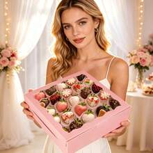 12/6PCS/1PC/20.32 X 20.38 Cm Box/Pink Wavy Window Gift Packaging Box/Birthday Party Afternoon Tea Gift Box/Suitable For Wedding/Birthday/Christmas/Holiday - Window Gift Box - View 6