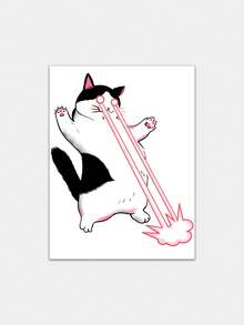 1pc Fun Funny Anime Laser‑Eye Cat Pattern Temporary Tattoo Sticker, Realistic Fake Tattoo Design, Suitable For Daily, Bachelorette Party Favors, Music Festivals, Games, Graduation Gifts, Lasts 3‑5 Days - Multicolor - View 4