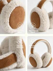1PC/6PCSFashion Ladies Fuzzy Faux‑Fur Ear Warmers, Dual‑Color Splice Plush Earmuffs, Thick Soft Thermal Ear Protection, Lightweight Portable Cold‑Resistant Ear Covers, Winter Ear Accessory For Shopping, Walking And Outdoor Activities - Multicolor - View 5