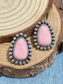 Pendientes de mujer de estilo bohemio vintage europeo y americano, hechos a mano con turquesa tallada. Sencillos y de moda, adecuados para uso diario, citas, asistir a fiestas temáticas, recibirás muchos cumplidos de tus amigos cuando los uses - Multicolor - Ver 9