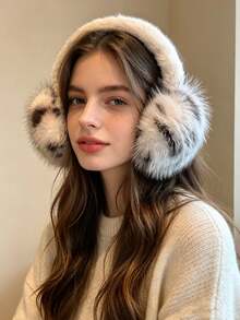 1PC/6PCSFashion Ladies Fuzzy Faux‑Fur Ear Warmers, Retro Leopard Pattern Plush Earmuffs, Thick Soft Cold‑Resistant Ear Covers, Comfortable Winter Ear Protection, Outdoor Daily‑Use Winter Accessory For Women & Girls - Multicolor - View 3