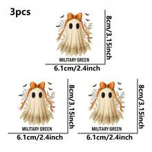 1pc/2pcs/3pcs Halloween Ghost & Bow Pattern Heat Transfer Stickers, Suitable For DIY T-Shirts, Jeans, Pillows, Backpacks, Hats And Sofa Covers, Waterproof, Fade-Resistant, Durable, Washable Plastic Stickers, Fun Patterns, Fabric Decoration, Clothing Embellishment, Craft Enthusiasts - Multicolor - View 9