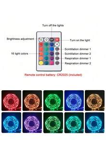 USB Powered RGB-LED Light Strip With 24-Key Remote Control, Multi-Mode Adjustable Brightness Flexible Light Bar, Suitable For Christmas Tree, Bedroom, Gaming Room, Holiday Party Atmosphere Decoration - One Size Fits All - View 10