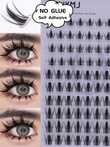 100pcs C-Curl False Eyelash Clusters, Segmented With Built-In Adhesive Strip, DIY Cartoon Style False Eyelashes, Natural Long Mixed False Eyelashes, Individual False Eyelashes, Suitable For Makeup - C - View 7