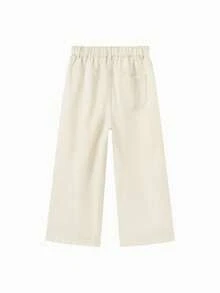 Balabala Quần jean denim cho bé gái phong cách ngọt ngào thường ngày, quần dài co giãn thoải mái cho bé gái tuổi tween mặc hàng ngày - Tông màu trắng - Xem 5