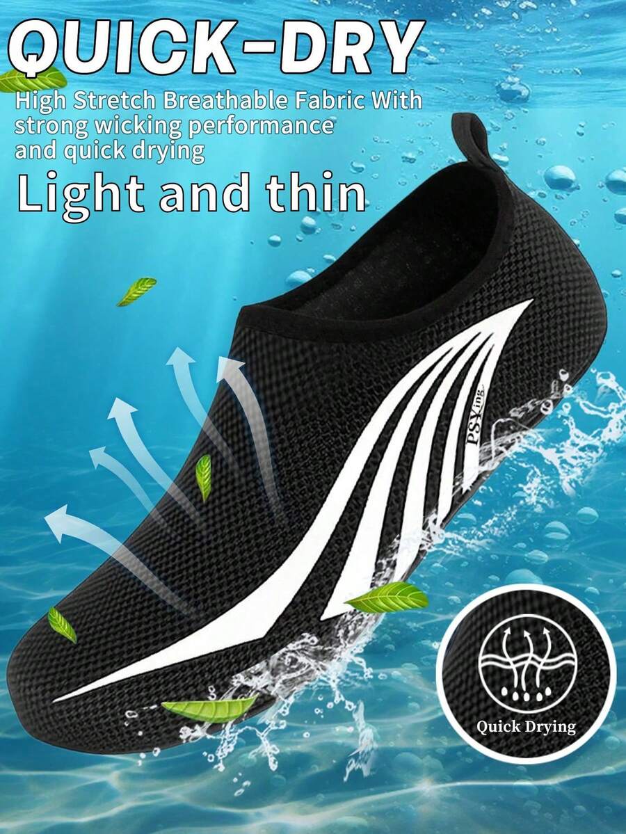 Men's Water Shoes Made Of Soft And Comfortable Material, Suitable For Wearing On The Beach, Shore, Surfing Or Swimming - Black - View 1