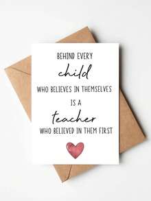 OBOVAY 1pc Warm Teacher Greeting Card (With Envelope), Teacher's Day Thank You Card, End Of Semester, New Semester - View 1
