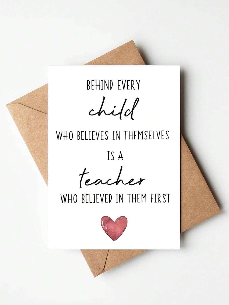 OBOVAY 1pc Warm Teacher Greeting Card (With Envelope), Teacher's Day Thank You Card, End Of Semester, New Semester - View 1