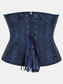 Court Style Jacquard Waist Cincher With Front Buckle And Back Lace-Up, Fishbone Corset For Daily Wear, Party And Halloween Outfit - Multicolor - View 62