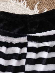 Multi-Piece Set Girls' Casual Fashion Striped Design Straight Leg Pants Double-Sided Fleece Thickened Warm Autumn/Winter - Multicolor - View 3