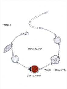 TONSI 1 pièce Bracelet de cheville élégant charmant personnalisé mignon luxe Y2K minimaliste mode en acier inoxydable plaqué or 18K nacre insecte fruit feuille fleur convient pour l'été la plage les vacances les voyages le travail le quotidien les fêtes les rassemblements bijoux pour femmes - Multicolore - Voir 8