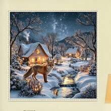 1PC DIY 5D Diamond Painting Kit Snow Cabin Pattern - Round Full Drill Diamond Art Mosaic Craft, Home Wall Decor, Unframed - No Frame - View 3