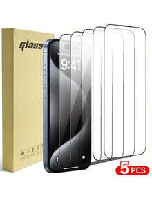 5pcs Tempered Glass Screen Protector Compatible With Apple X/XS/XR/11/12/13/14Plus/15Pro Max/17Promax/18Promax/18Pro Series, Ultra HD, 9H Hardness, Anti-Scratch, Anti-Shatter, Dust-Proof, Easy Installation, Compatible With 16Promax/16/16Pro/16plus Silk Screen High Definition Glass Film - Clear - View 26