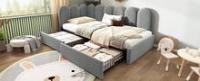 Upholstered Grey Sofa Bed Frame - 90x190cm Storage Daybed In Velvet For Living Room And Bedroom - Grey - View 6