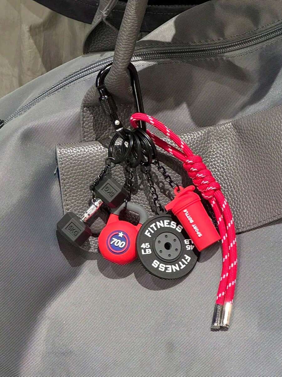 Fitness Equipment Keychain, Dumbbell Kettlebell Bag Charm Pendant, Braided Rope Packaging Decoration Sports Key Ring, Gift For Fitness Enthusiasts - Multicolor - View 1