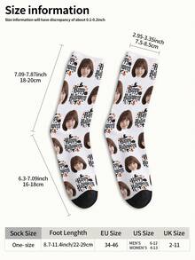 1 Pair Customizable Face Pattern Men's Mid-Calf Socks, Unisex Couple Socks For Men And Women, Can Print Any Face On Socks, Personalized Photo Socks, Fun Customized Image Mid-Calf Socks, Suitable For Valentine's Day, Birthday, Gift, Halloween And Other Occasions, Personalized Customization - Multicolor - View 7