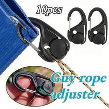 10pcs Automatic Tarp Rope Tensioners, Self-Locking Line Hooks, Knotless Tightening Clips, Wind Rope Adjustment Buckles, Outdoor Fixing Tools - Black - View 1