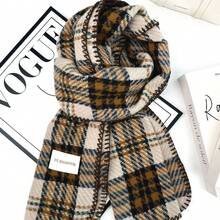 1pc Universal Multi-Color Plaid New Style Versatile Casual Scarf Suitable For Autumn/Winter - Triangle Needle Brown - View 7
