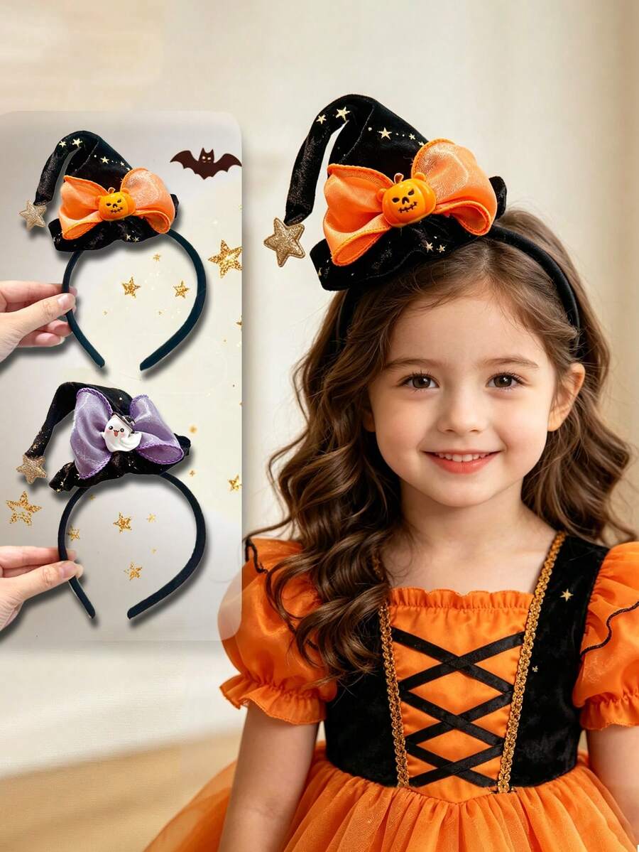 Children's Halloween Wizard Headband, Little Ghost Witch Hat Headband, Hair Clip, Head Accessory, Costume Decoration - Multicolor - View 1