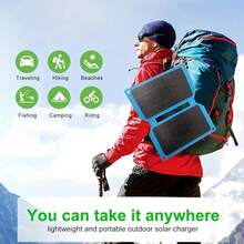 ETFE Portable Solar Panel, 5V Foldable USB Solar Charger, ETFE Monocrystalline Silicon, 2 USB-A Port, Ultra-Light Portable For Camping Backpacking, Compatible With Cell Phones Laptops Power Bank - Multicolor - View 5