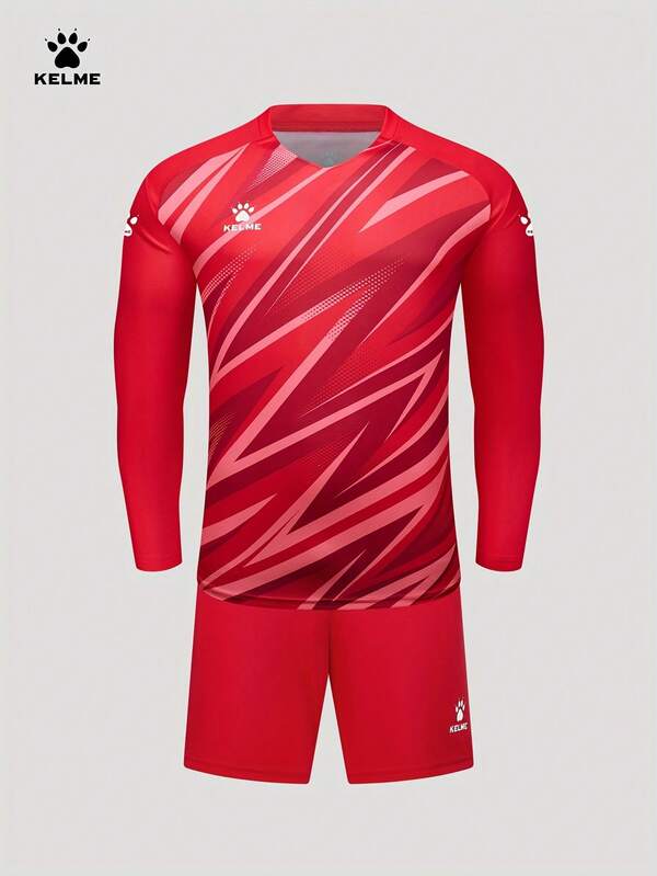 KELME Goalkeeper Football Uniform Set Men's Match Team Training Sports Team Outfit Summer Autumn Comfortable Moisture-Wicking Breathable T-Shirt 2 Pieces Set Top And Bottom