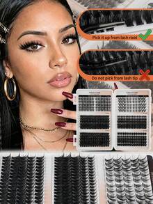 CMAYOME 450/530/570/600pcs False Eyelashes (Including Adhesive, Styling Solution, Tweezers), Mixed Style Single Cluster Eyelashes, Soft, Natural And Easy To Use Eyelash Clusters, Large Capacity Fluffy And Thick Classic Style, Suitable For Daily Use - Multicolor - View 9