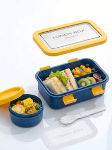 1pc Lunch Box Set, Lunch Box With Large Soup Bowl, Designed For Adults, With Multiple Compartments, Suitable For Storing Lunch, Breakfast, Bread And Other Foods. - Multicolor - View 2