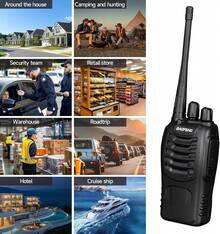 Radios Walkie Talkie 2 Piezas Recargables, Largo Alcance con Linterna, para Exterior. - Negro - Ver 5