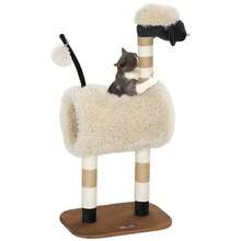 PawHut Sheep-Design Cat Scratching Post For Cats Up To 5 Kg, 98 Cm Tunnel, Light Brown | Cat Tower, Scratching Post, Play Ball, Multi-Level Cat Scratching Tree, Climbing Tree - Brown - View 2