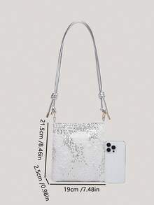 1pc Women's Fashion Sequin Crossbody Bag, Lace Flower Shoulder Bag, Evening Bag, Coin Purse, New Fashion Elegant, Suitable For Daily Gatherings, Dates, Parties, Shopping, Holiday Gifts - Lace With Sequins - View 10