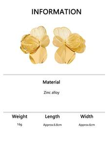 1 Pair Fashion Creative Large Flower Iron Alloy Earrings, Suitable For Daily Commute And Valentine's Day Wear - Yellow Gold - View 11