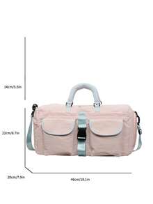 1pc New Large Capacity Travel Bag, Short Trip Luggage Bag, Fitness Bag, Sporty Casual Women's Bag, Maternity Hospital Bag, Vacation Bag, Waterproof Casual Bag, Carry-On With Independent Shoe Compartment - Pink - View 11