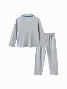 Balabala 男童睡衣套裝 柔軟棉質舒適長袖居家服 童裝套裝 - 灰色調 - 查看 2