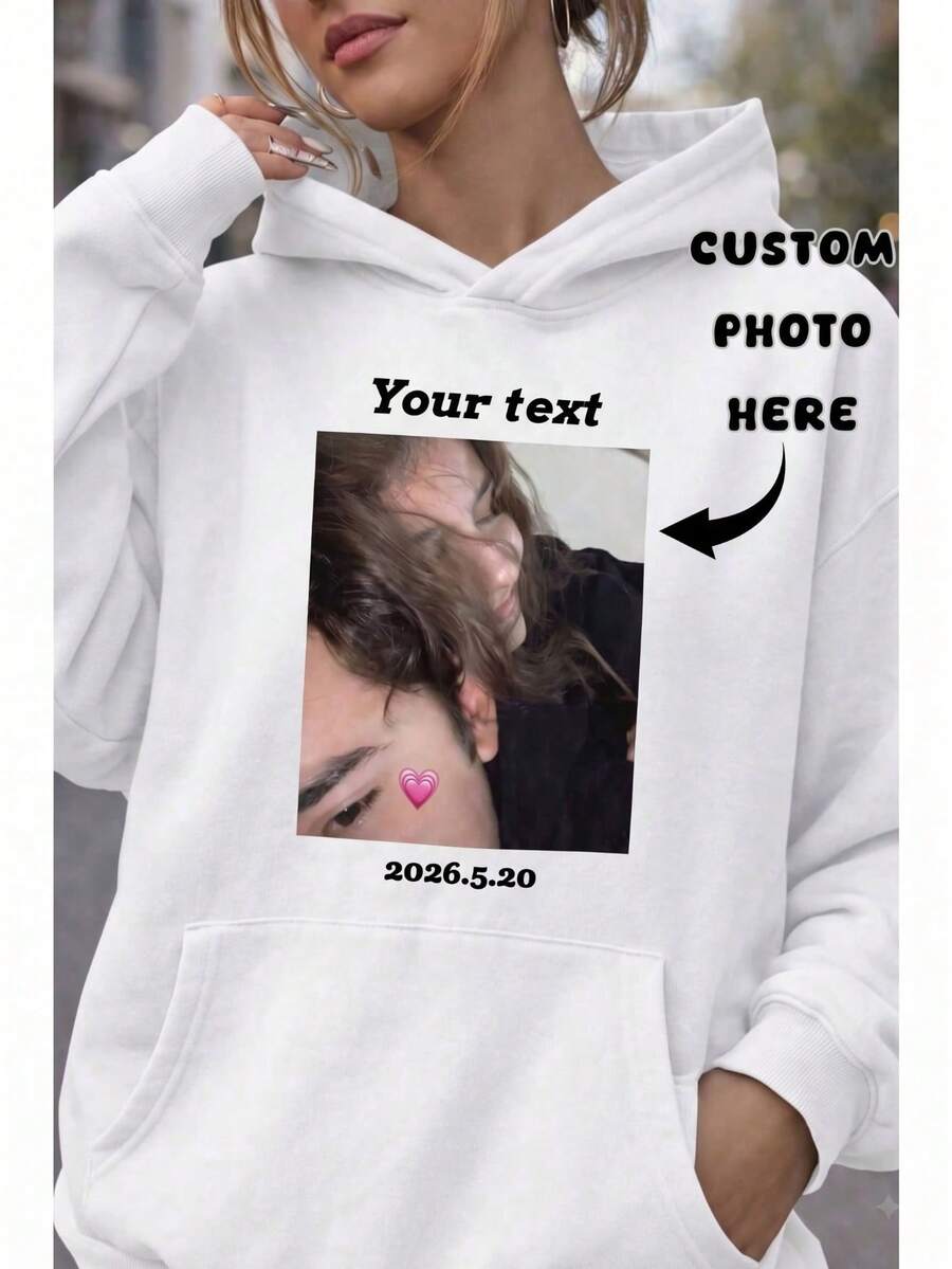 Custom Women's Hoodie, Suitable For Autumn/Winter. Upload Your Favorite Photo/Friend/Lover/Landscape/Pet Image. Sports - White - View 1