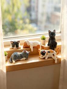 Super Cute Sleepy Cat Car Dashboard Ornament Screen Decoration Mini Figurine Resin Cartoon Decor For Car Center Console Display Screen Computer Desktop Office Supplies Home Decor - Ornament - View 7