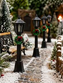 Christmas Mini Street Light Model, Christmas Miniature Landscape Light Village, Suitable For Christmas Decoration, Fairy Garden, Christmas Village Display - Multicolor - View 6