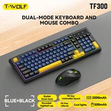 T-WOLF Gaming Keyboard And Mouse Set Wireless Bluetooth Dual Mode Keyboard Mouse RGB Backlit Custom Gaming 104-Key Keyboard 6-Button Wireless Backlit Mouse - View 19