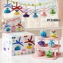 Princess Dress Building Block Set, 6pcs Mini Dress Ornaments With Clear Display Balls And Colorful Ribbons, DIY Assembled Fashion Outfit Models, Cute Hanging Decor For Bedroom, Backpack, Christmas Tree, Perfect Holiday Birthday Party Gift, Creative Collectible Toy For Home Desk Decoration And Handmade Craft Collection - Multicolor - View 3