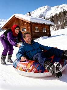 1pc Inflatable Outdoor Snow Sled Winter Snow Sliding Freestyle Snowboard Portable - Multicolor - View 2