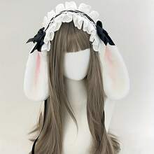 1pc Cute Bow Rabbit Ears Headband, Anime Cosplay Prop, Floppy Rabbit Ears Decoration, Suitable For Stage Performance, Masquerade, Party Costume, Nightclub Outfit, Cosplay Photo Prop - View 1