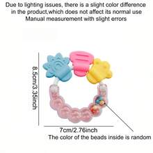 1pc Circular Ring Shape Teether,Sensory Rattle Toy,Baby Anti Eat Hand Soothing Toy,Satisfy Grasping Chewing Sucking Needs,Built In Colored Beads - Multicolor - View 4