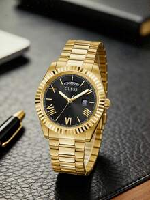 GUESS Men's Two-Tone Stainless Steel Quartz Watch Green Radial Dial Date Display Wristwatch GW0265G8 - one-size - View 12