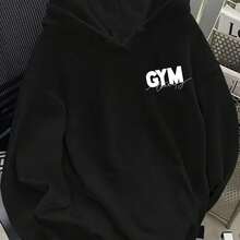 Hiver,Automne,Y2k,Letter Print_A_260707f6247e_15Dropped Shoulder Casual Hoodie For Womenmicheal Jackson - Black - View 1