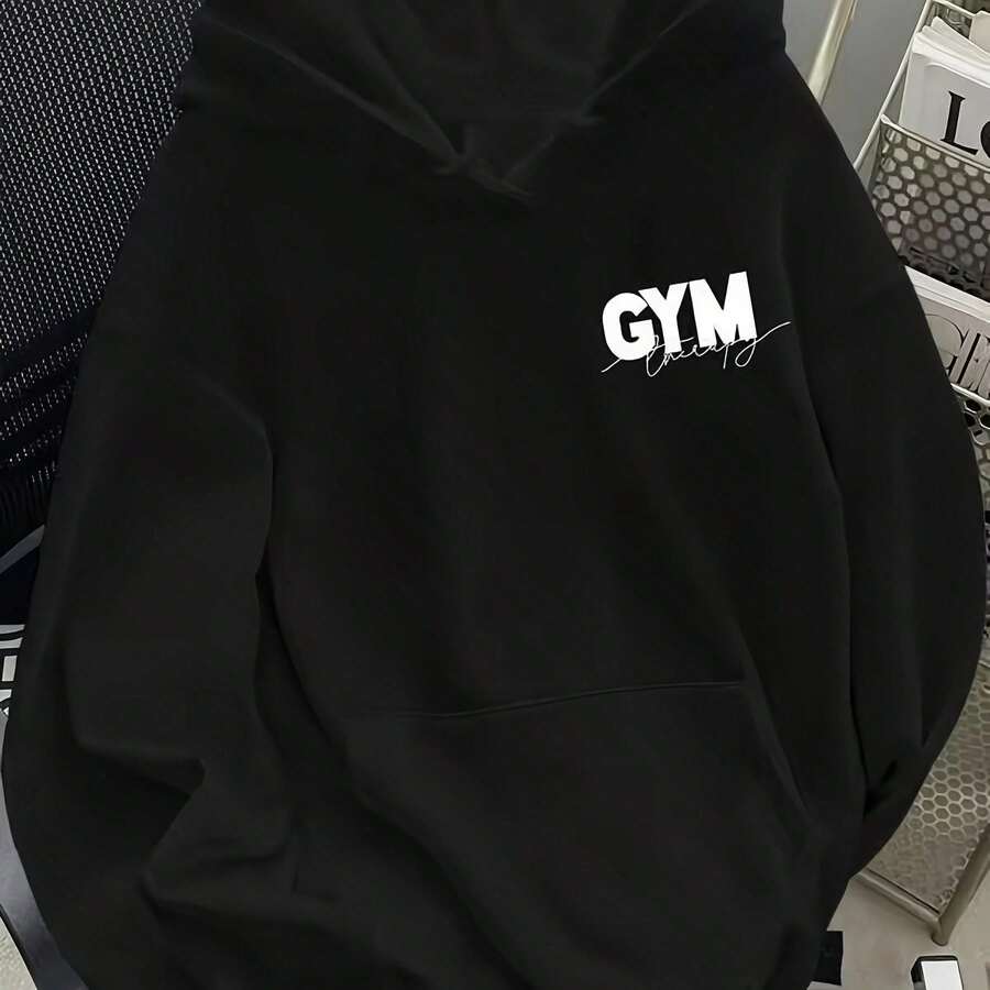 Hiver,Automne,Y2k,Letter Print_A_260707f6247e_15Dropped Shoulder Casual Hoodie For Womenmicheal Jackson - Black - View 1