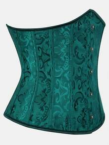 Court Style Jacquard Waist Cincher With Front Buckle And Back Lace-Up, Fishbone Corset For Daily Wear, Party And Halloween Outfit - Multicolor - View 60