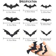 Black Glitter 3D Bat Wall Decals, Removable Halloween Bat Sticker Set, 28pcs Or 56pcs, Suitable For Haunted Party Decor And Home Holiday Wall Decoration - Multicolor - View 8